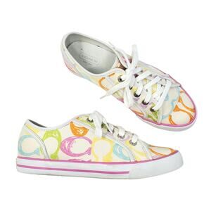 Coach Barrett Signature Y2K Canvas Sneakers Multi-color Pastel Logo Size US 7.5